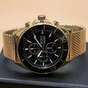 Hugo Boss Ocean Edition Chronograph Black Dial Gold Mesh Bracelet Watch for Men - 1513703