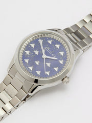 Gucci G Timeless Quartz Blue Dial Silver Steel Strap Watch for Women - YA1265043