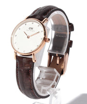 Daniel Wellington Classy York White Dial Brown Leather Strap Watch For Women - DW00100061