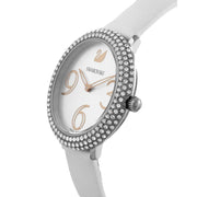 Swarovski Crystal Frost Silver Dial White Leather Strap Watch for Women - 5484070