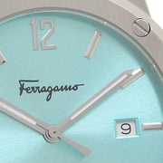Salvatore Ferragamo F-80 Classic Tiffany Blue Dial Silver Steel Strap Watch for Men - SFDT02323