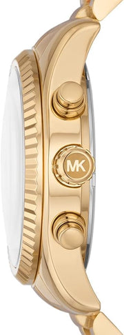Michael Kors Lexington Chronograph Blue Dial Gold Steel Strap Watch For Women - MK7216