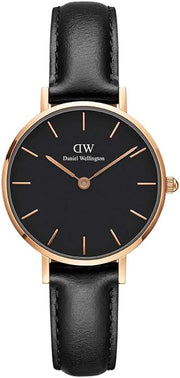 Daniel Wellington Classic Petite Sheffield Black Dial Black Leather Strap Watch For Women - DW00100224