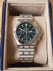 Breitling Chronomat B01 42 Green Dial Silver Steel Strap Watch for Men - AB0134101L1A1