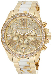 Michael Kors Wren Chronograph Diamonds Gold Dial Two Tone Steel Strap Watch for Women - MK6157