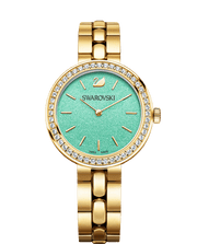 Swarovski Daytime Crystals Turquoise Dial Gold Steel Strap Watch for Women - 5182212