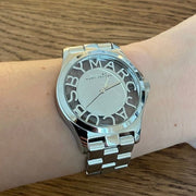 Marc Jacobs Henry Transparent Silver Dial Silver Steel Strap Watch for Women - MBM3205