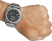 Fossil Machine Chronograph Black Dial Silver Steel Strap Watch for Men - FS4776