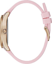 Guess Clarity Gold Dial Pink Silicone Strap Watch for Women - GW0109L2