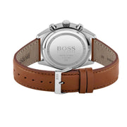 Hugo Boss Champion Chronograph White Dial Brown Leather Strap Watch for Men - 1513879