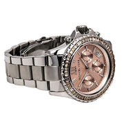 Michael Kors Everest Chronograph Gold Dial Silver Steel Strap Watch For Women - MK5870