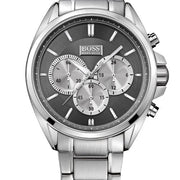 Hugo Boss Driver Chronograph Black Dial Silver Steel Strap Watch for Men - 1512883