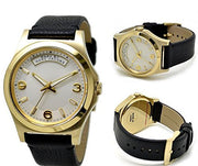Marc Jacobs Baby Dave Gold Dial Black Leather Strap Watch for Women - MBM1264