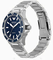 Emporio Armani Sea Explorer Meccanico Automatic Blue Dial Silver Steel Strap Watch For Men - AR60059