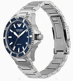 Emporio Armani Sea Explorer Meccanico Automatic Blue Dial Silver Steel Strap Watch For Men - AR60059