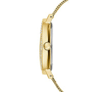 Guess Iconic Diamonds Gold Dial Gold Mesh Bracelet Watch For Women - GW0477L2
