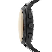 Fossil Machine Chronograph Black Dial Black Leather Strap Watch for Men - FS5586