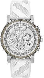 Burberry The City Chronograph Silver Dial White Rubber Strap Watch for Men - BU9810