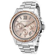 Michael Kors Everest Chronograph Gold Dial Silver Steel Strap Watch For Women - MK5870
