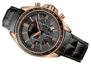 Hugo Boss Driver Chronograph Black Dial Black Leather Strap Watch for Men - 1513092