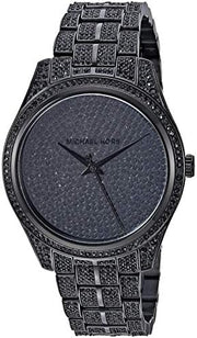 Michael Kors Lauryn Analog Crystals Black Dial Black Steel Strap Watch For Women - MK3980
