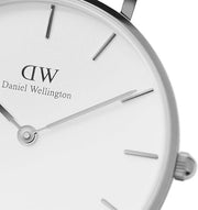 Daniel Wellington Classic Petite York White Dial Black Leather Strap Watch For Women - DW00100188