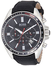 Hugo Boss Driver Chronograph Black Dial Black Leather Strap Watch for Men -1513087