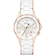 Marc Jacobs Rock Chronograph White Dial White Silicone Strap Watch for Women - MBM2547