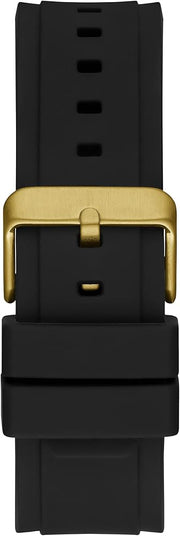 Guess Matrix Multifunction Gold Dial Black Rubber Strap Watch For Men - GW0423G2