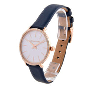 Michael Kors Pyper Analog White Dial Black Leather Strap Watch For Women - MK2804