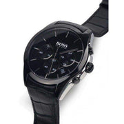 Hugo Boss Onyx Black Dial Black Leather Strap Watch for Men - 1513367