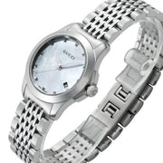 Gucci G Timeless Diamonds Mother of Pearl Dial Silver Steel Strap Watch For Women - YA126504