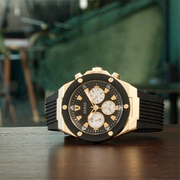 Guess Poseidon Chronograph Black Dial Black Rubber Strap Watch for Men - GW0057G1