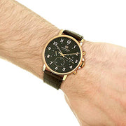 Tommy Hilfiger Daniel Black Dial Brown Leather Strap Watch for Men - 1710379
