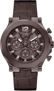 Guess Edge Chronograph Brown Dial Brown Leather Strap Watch For Men - GW0492G2