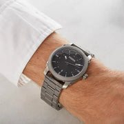 Fossil Machine Chronograph Black Dial Grey Steel Strap Watch for Men - FS4774