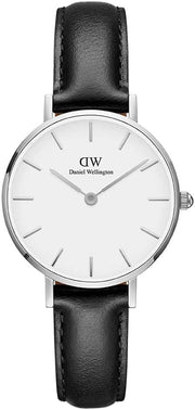 Daniel Wellington Classic Petite Sheffield White Dial Black Leather Strap Watch For Women - DW00100186