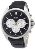 Hugo Boss Driver Chronograph Black Dial Black Leather Strap Watch for Men - 1512879