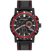Burberry City Chronograph Black Dial Black Leather Strap Watch for Men - BU9803