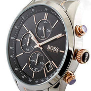 Hugo Boss Grand Prix Chronograph Black Dial Two Tone Steel Strap Watch for Men - 1513473