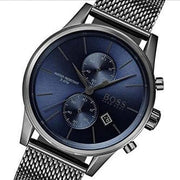Hugo Boss Jet Chrongraph Blue Dial Gunmetal Grey Mesh Bracelet Watch for Men  - 1513677