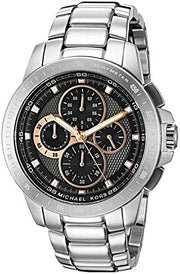 Michael Kors Ryker Chronograph Black Dial Silver Steel Strap Watch For Men - MK8528