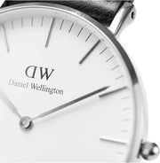 Daniel Wellington Classic Reading White Dial Black Leather Strap Watch For Women - DW00100058