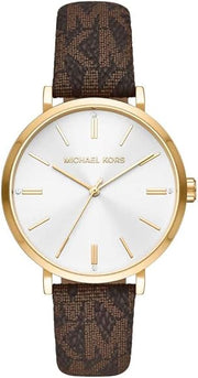 Michael Kors Addyson Three-Hand Silver Dial Brown Leather Strap Watch for Women - MK2945