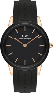 Daniel Wellington Iconic Motion Black Dial Black Rubber Strap Watch For Men - DW00100425