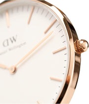 Daniel Wellington Classic Dover White Dial White Nylon Strap Watch For Women - DW00100309