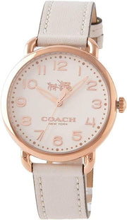 Coach Delancey White Dial White Leather Strap Watch for Women - 14502716