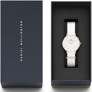 Daniel Wellington Classic Petite Dover White Dial White Nylon Strap Watch For Women - DW00100313