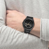Hugo Boss Steer Chronorgaph Black Dial Black Steel Strap Watch For Men - 1514068