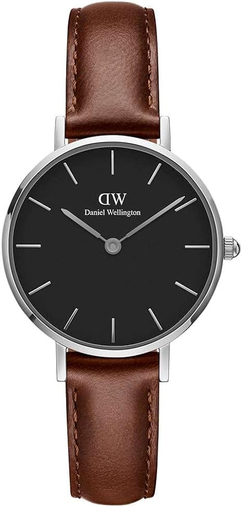 Daniel Wellington Classic Petite St Mawes Black Dial Brown Leather Strap Watch For Women - DW00100237